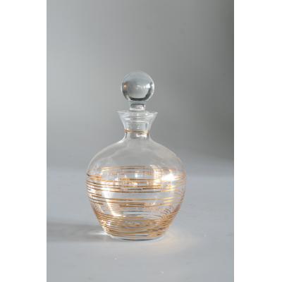 Glass decanter with gold decal