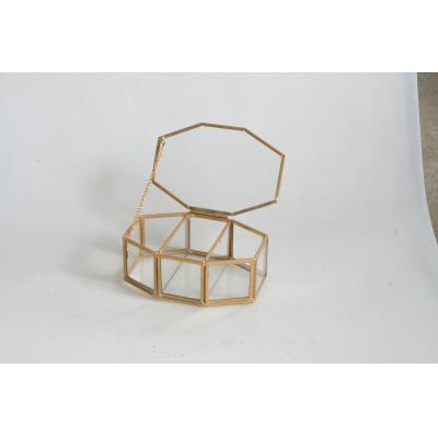 Gold hexagon box with divide and string